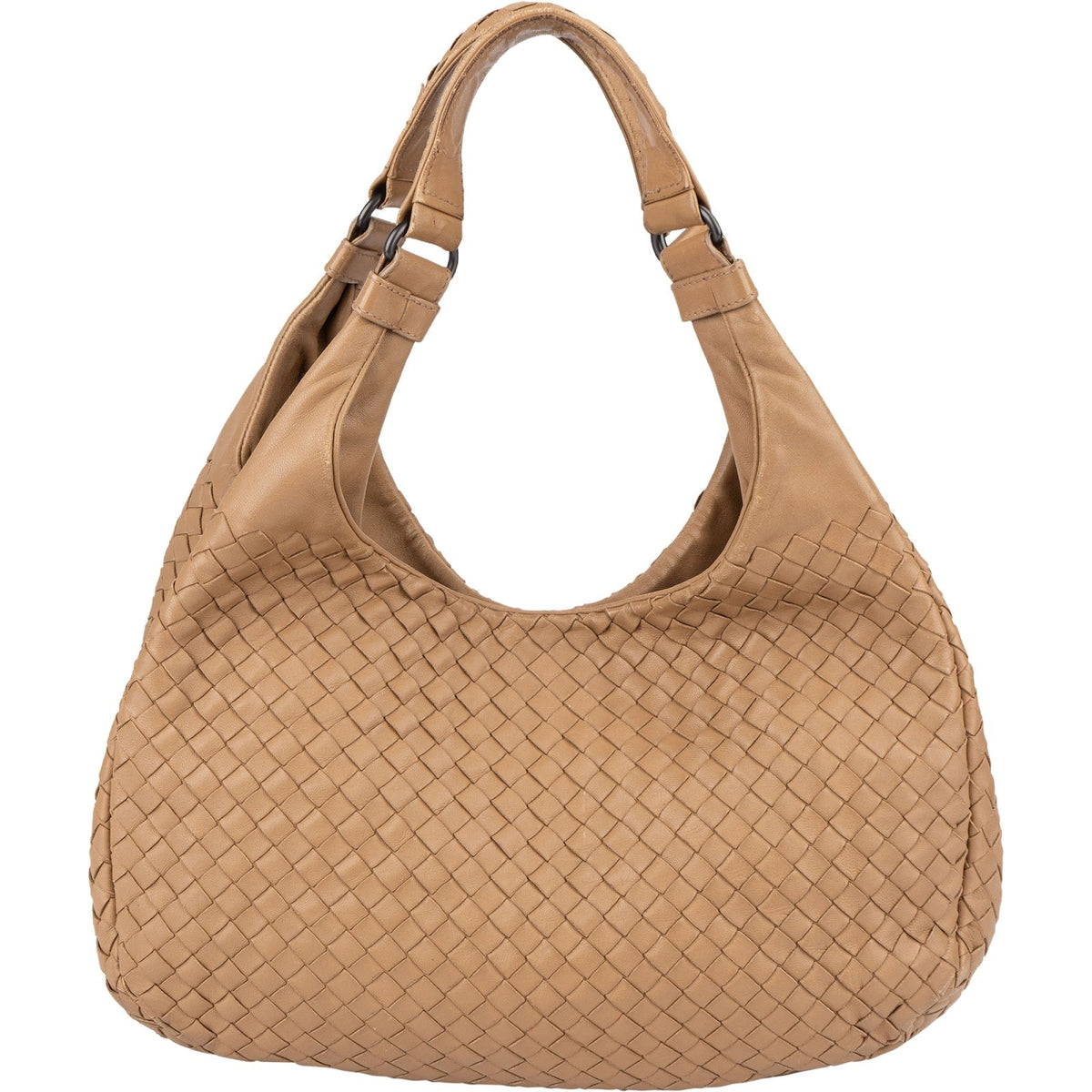 Bottega Veneta Intrecciato Campana Hobo aus Leder und Metall – Vorderansicht