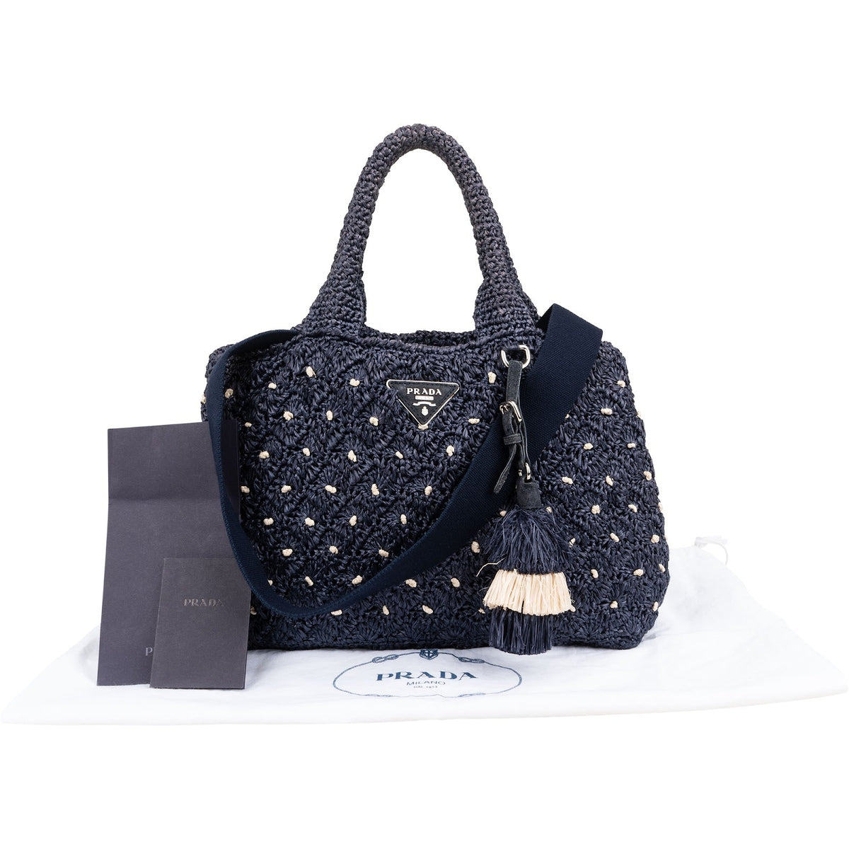 Prada Woven Raffia Polka-Dot Tote, Bild 2 von 12