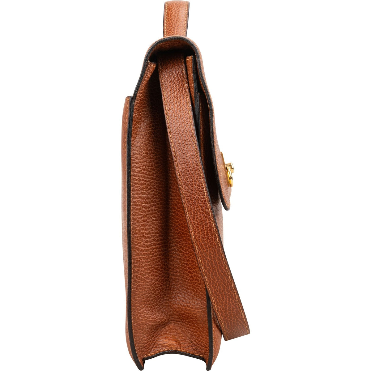 Sac bandoulière Celine Double Ring Clasp Briefcase en cuir grainé