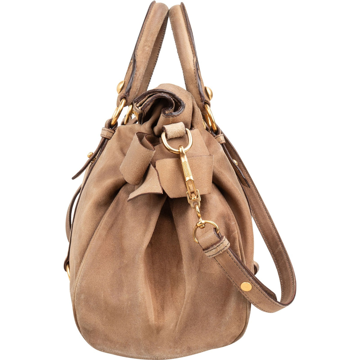 Miu Miu bruine suède Bow Satchel schoudertas
