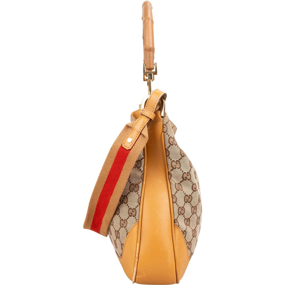 Gucci Monogram GG Canvas Bamboo Handle Schoudertas