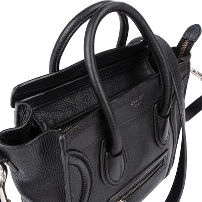 Celine Drummed Calfskin Nano Luggage Crossbody Handbag