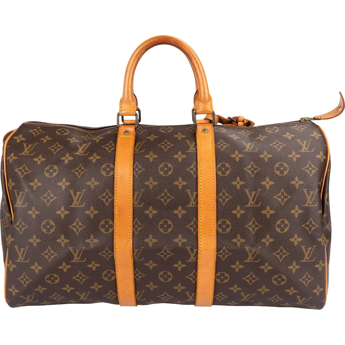 Louis Vuitton Monogram Canvas Keepall 45 aus Canvas und Vachetta-Leder – Vorderansicht