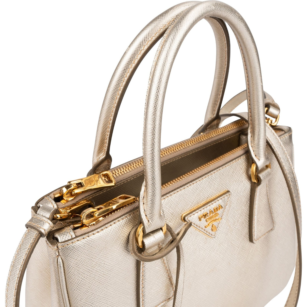 Borsa a mano piccola Galleria in pelle Saffiano metallizzata Prada