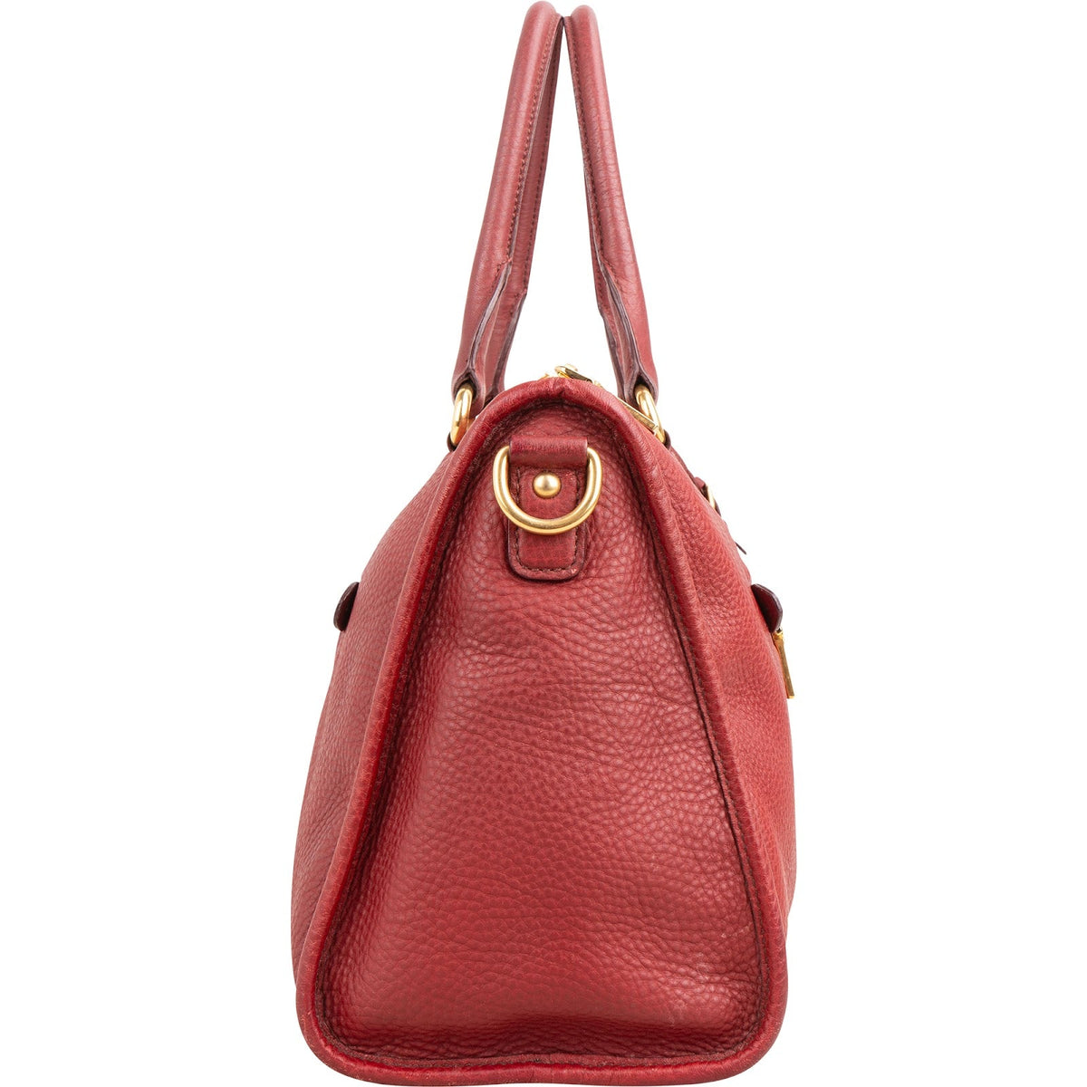 Prada Rot Vitello Daino Leder Satchel City Handtasche, Bild 3 von 10