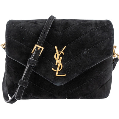 Yves Saint Laurent Quilted Suede Mini Loulou Puffer Crossbody Bag