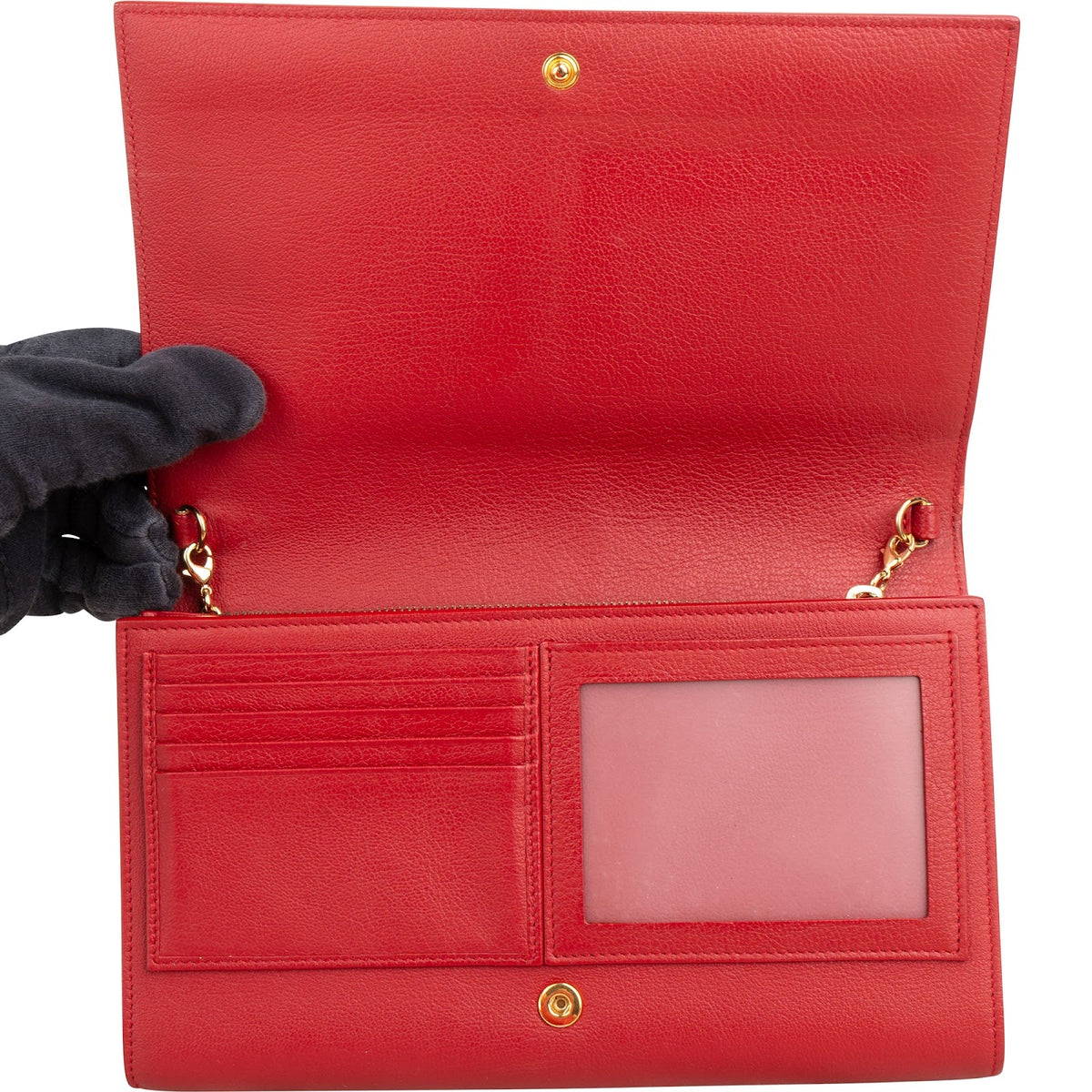 Yves Saint Laurent Grained Calfskin Cassandre Wallet On Chain Crossbody Bag