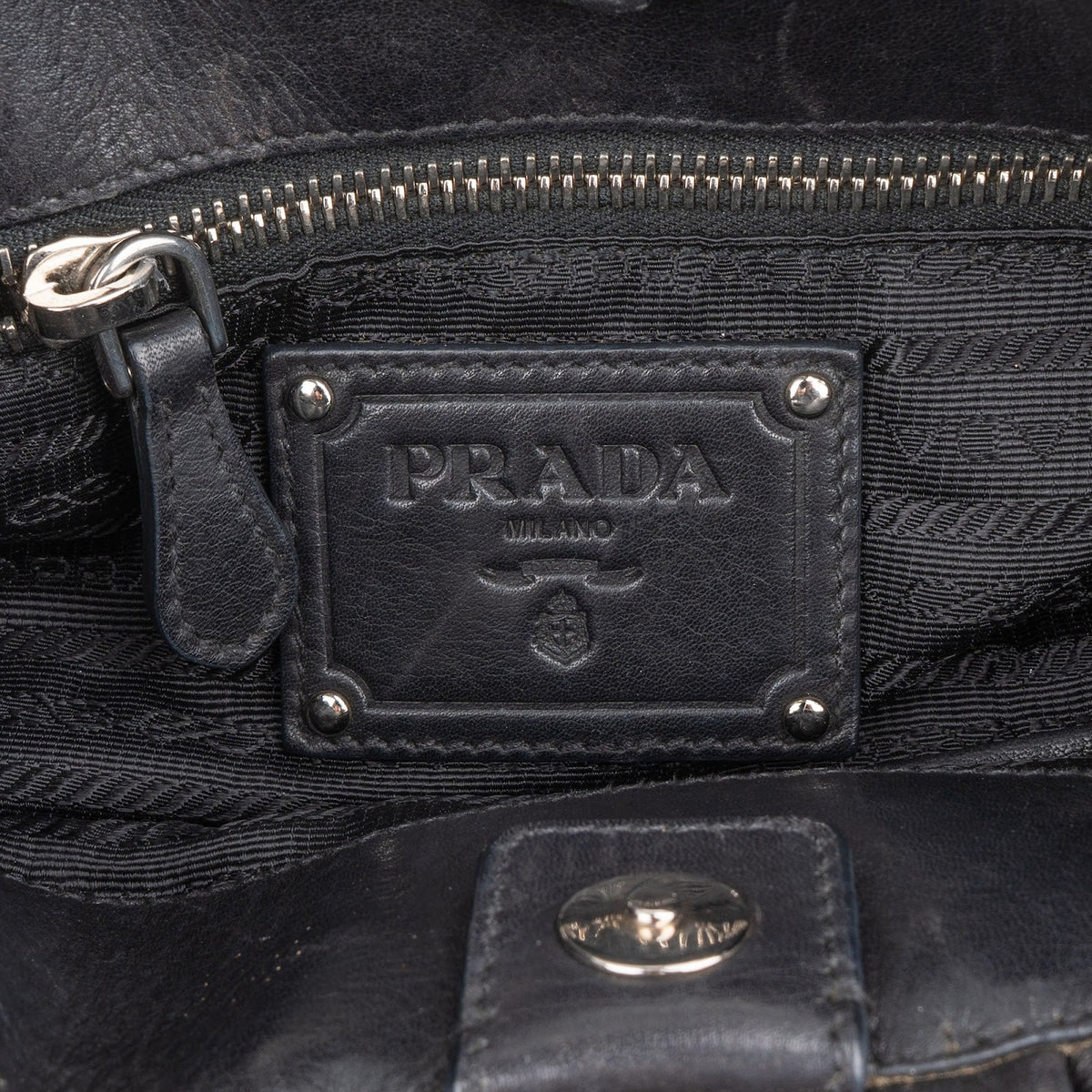 Prada zwarte Soft kalfsleren Gathered Belt Hobo schoudertas