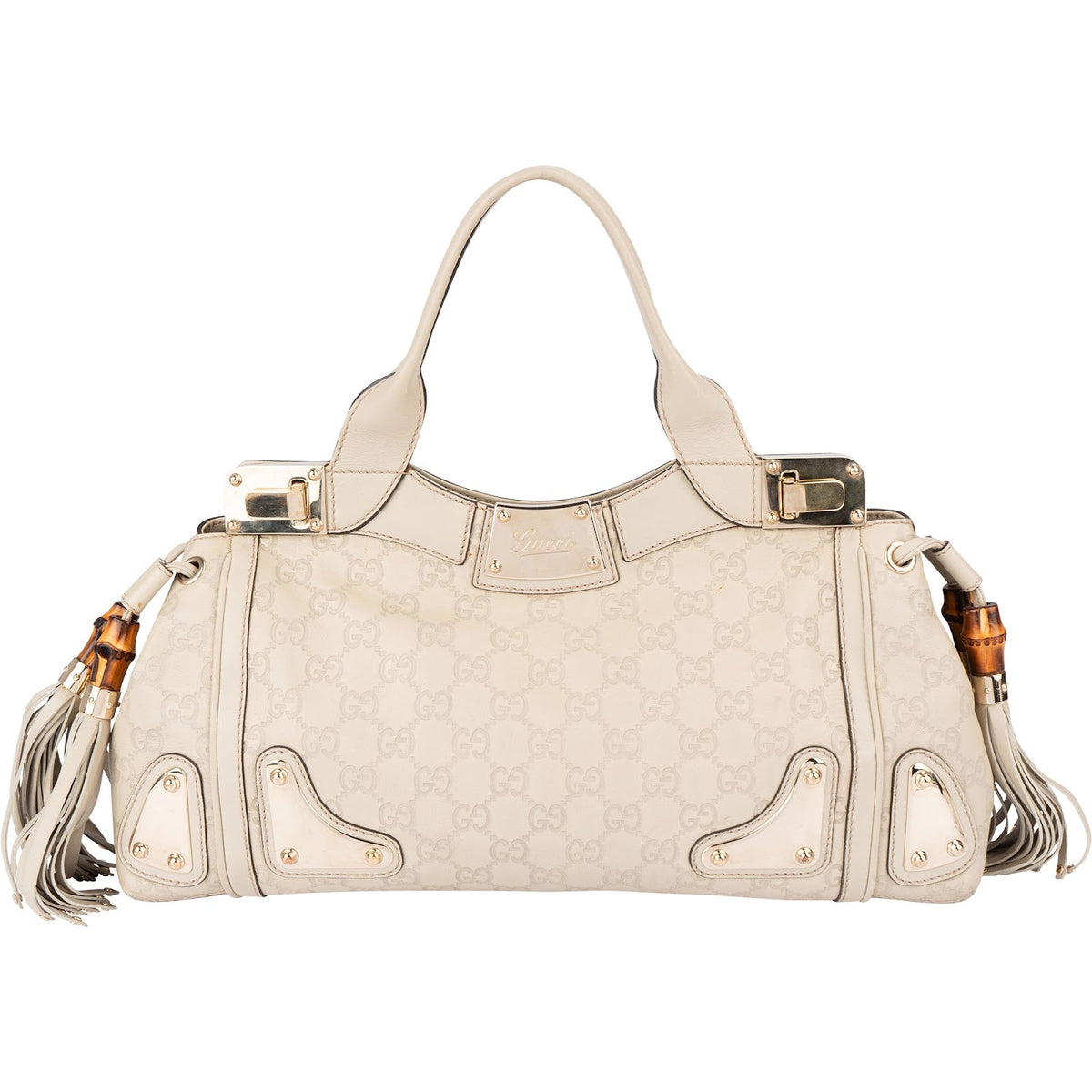 Gucci Guccissima Babouska Boston aus Leder und Textil – Vorderansicht