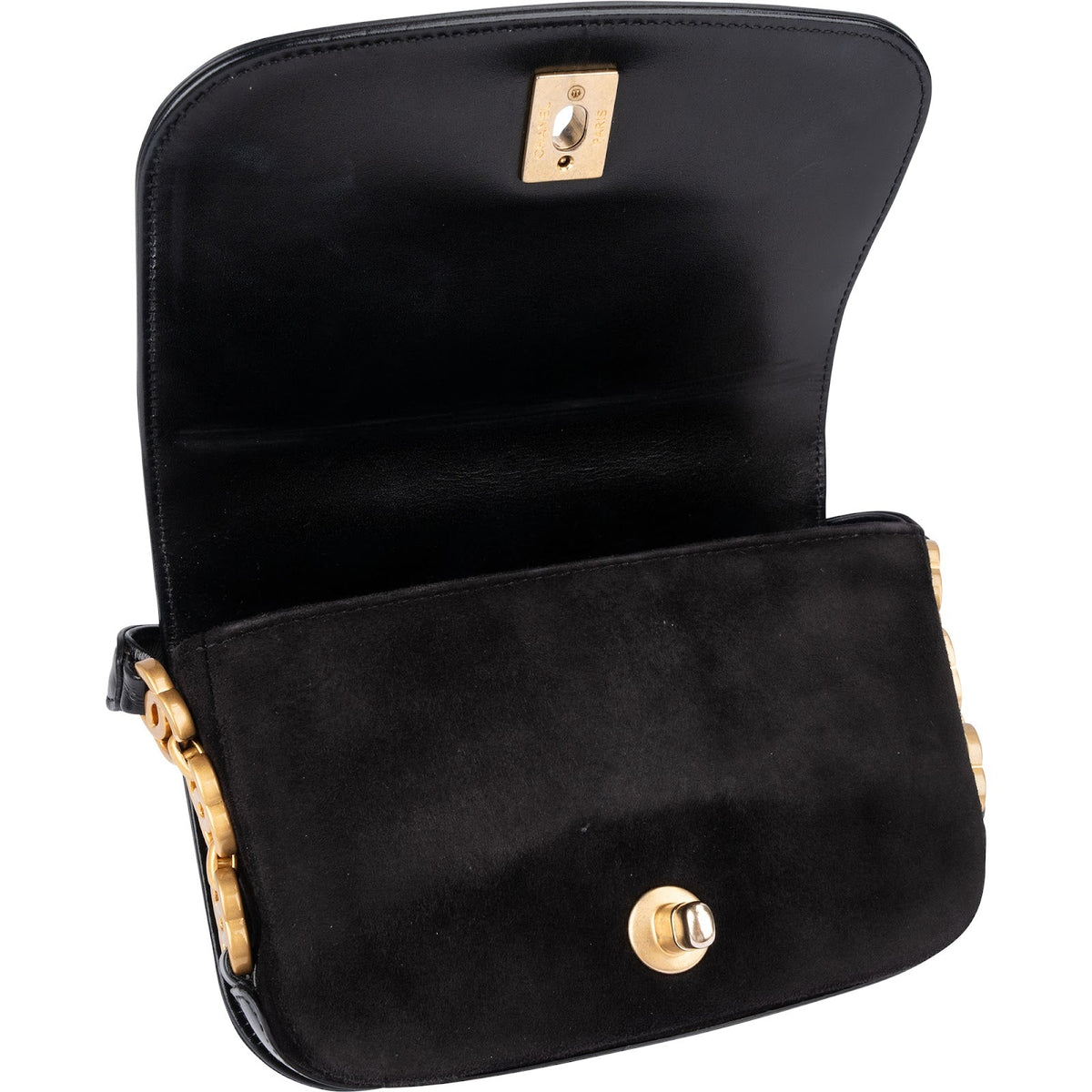 Borsa a tracolla Chanel in pelle di agnello trapuntata con pattina e logo CC