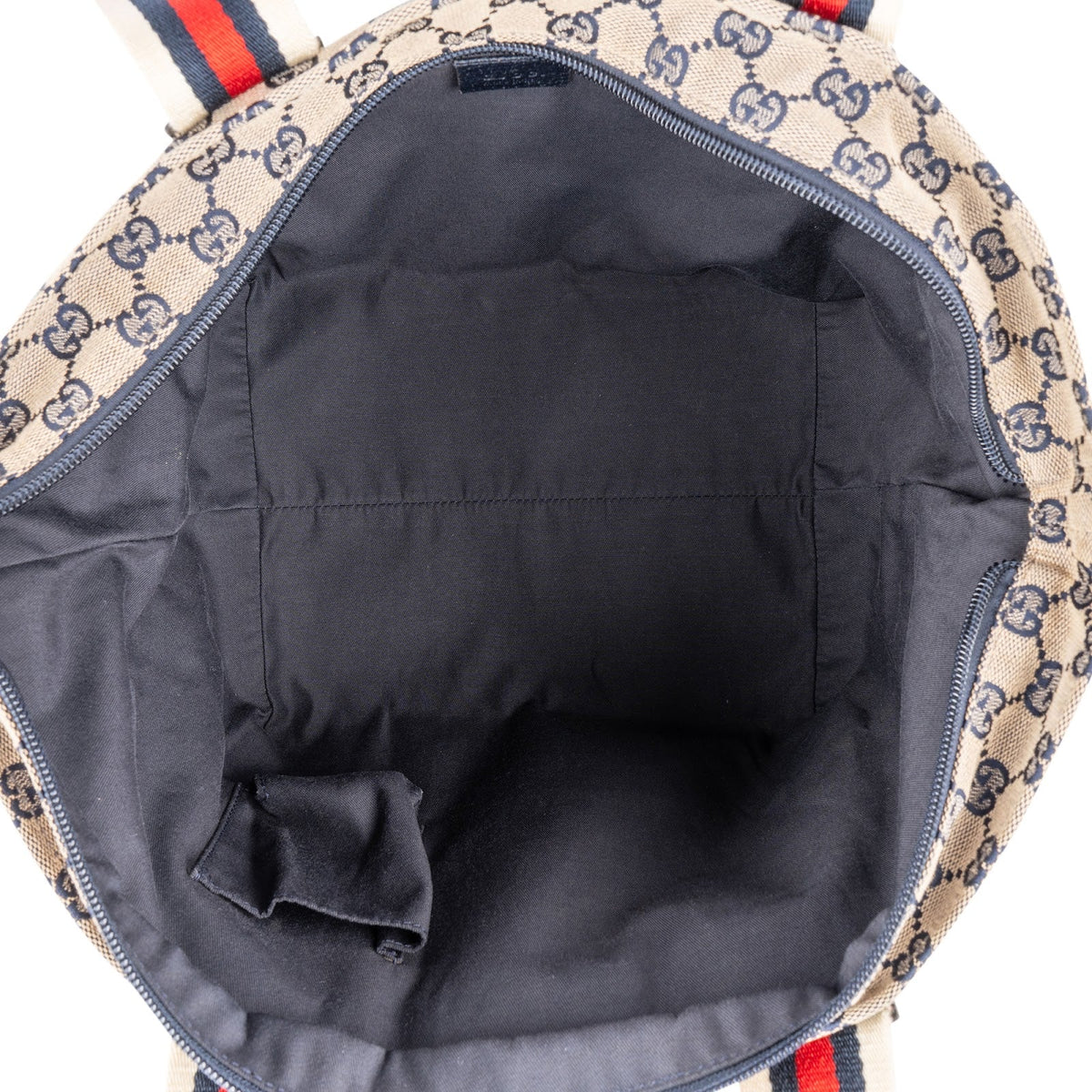 Gucci Plus Monogram GG Canvas Web Shopper Tote Handbag