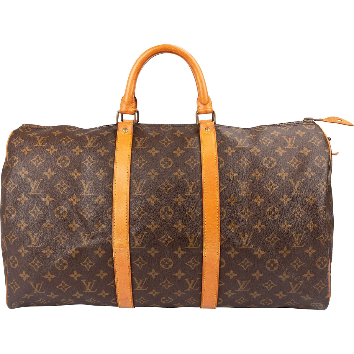 Louis Vuitton Monogram Canvas Keepall 50 aus Monogram Canvas und Vachetta-Leder – Vorderansicht