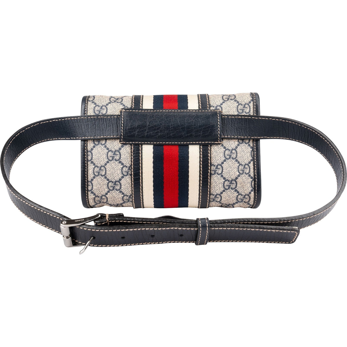 Gucci Blau Leder GG Supreme Web Belt Umhängetasche, Bild 3 von 9