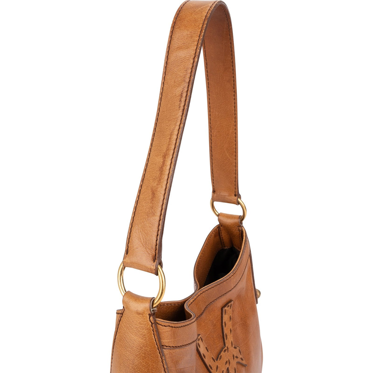 Bolso de hombro tipo hobo con emblema cosido en piel de Yves Saint Laurent