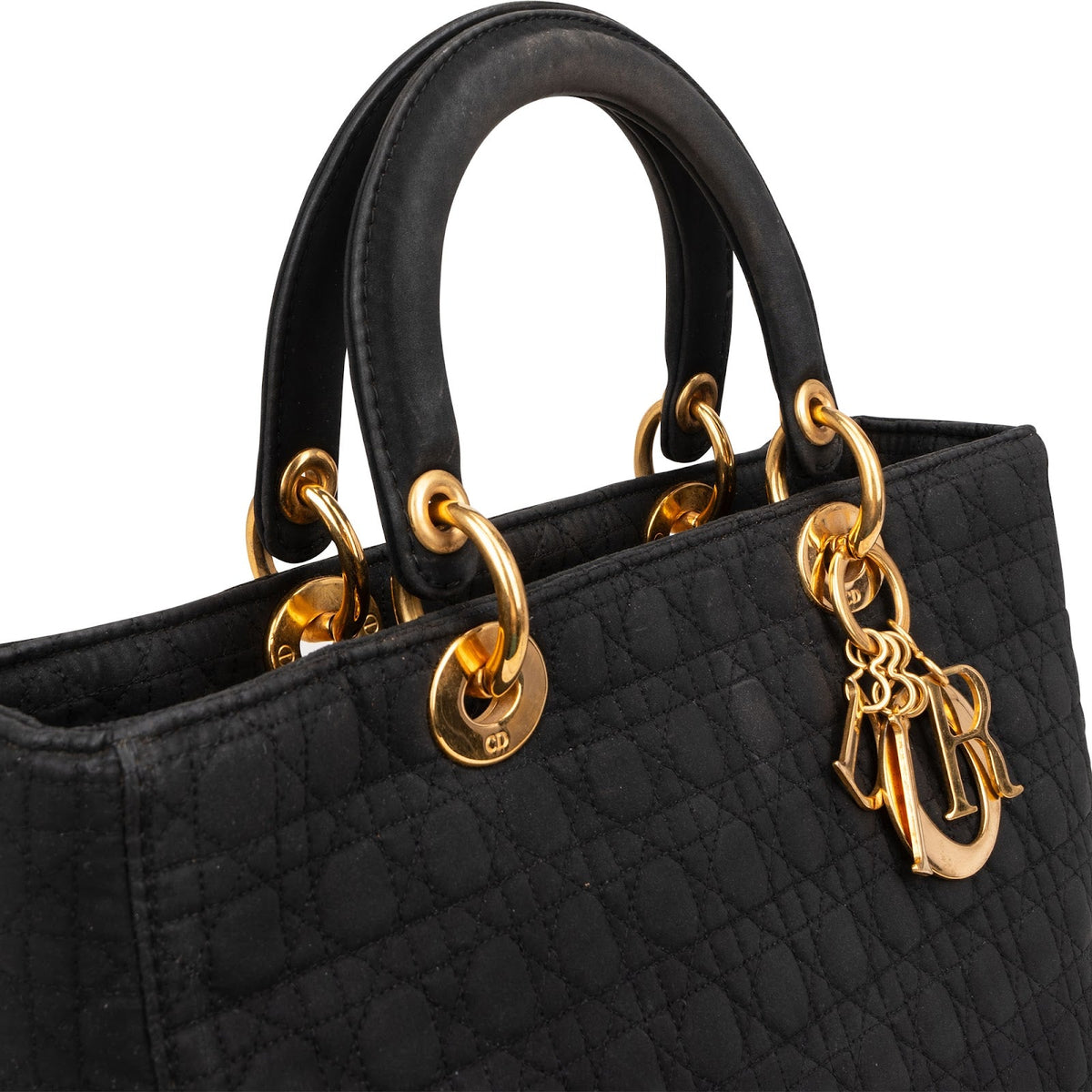 Bolso de mano grande Lady Dior de nailon acolchado con motivo Cannage de Christian Dior