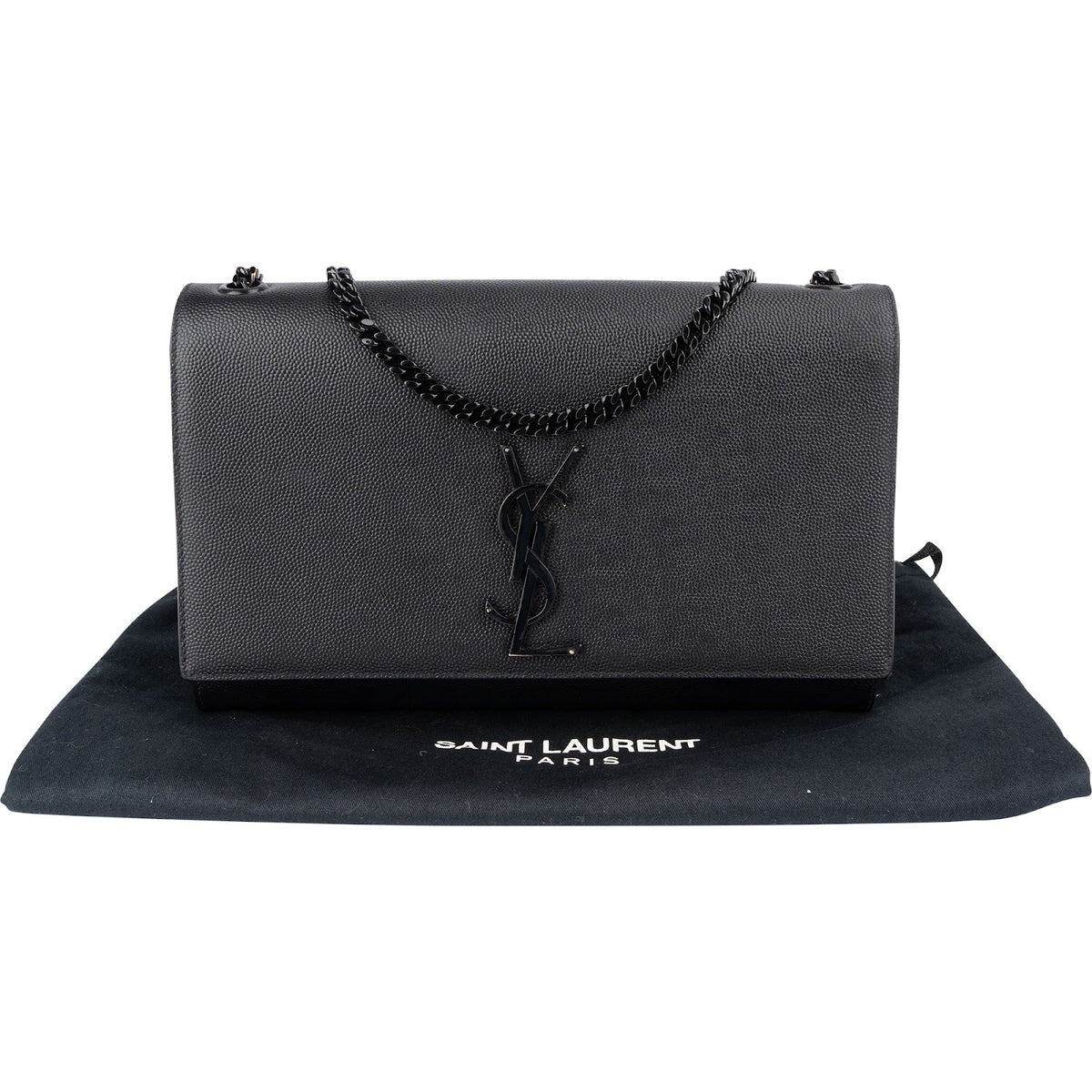 Saint Laurent Kate schoudertas van generfd leer met ketting