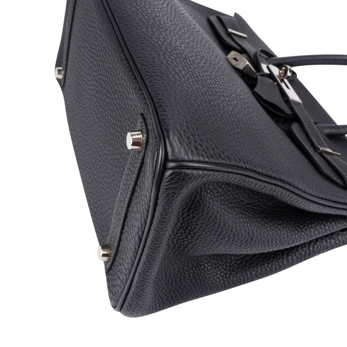 Borsa a mano Hermès Palladium Birkin 30 in pelle Togo Dark Navy Bleu
