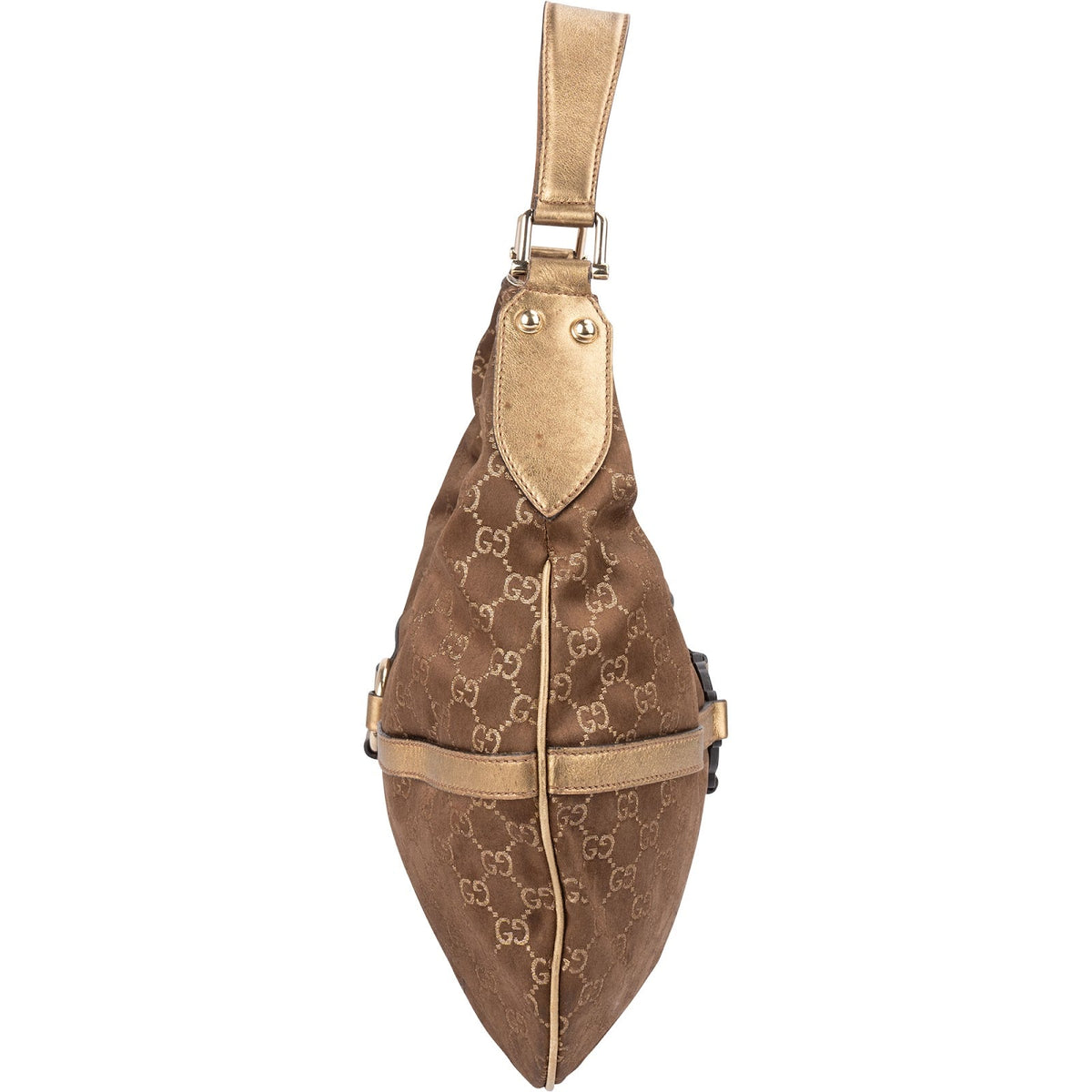 Borsa a spalla Gucci Britt Interlocking G Hobo in tela Monogram GG oro