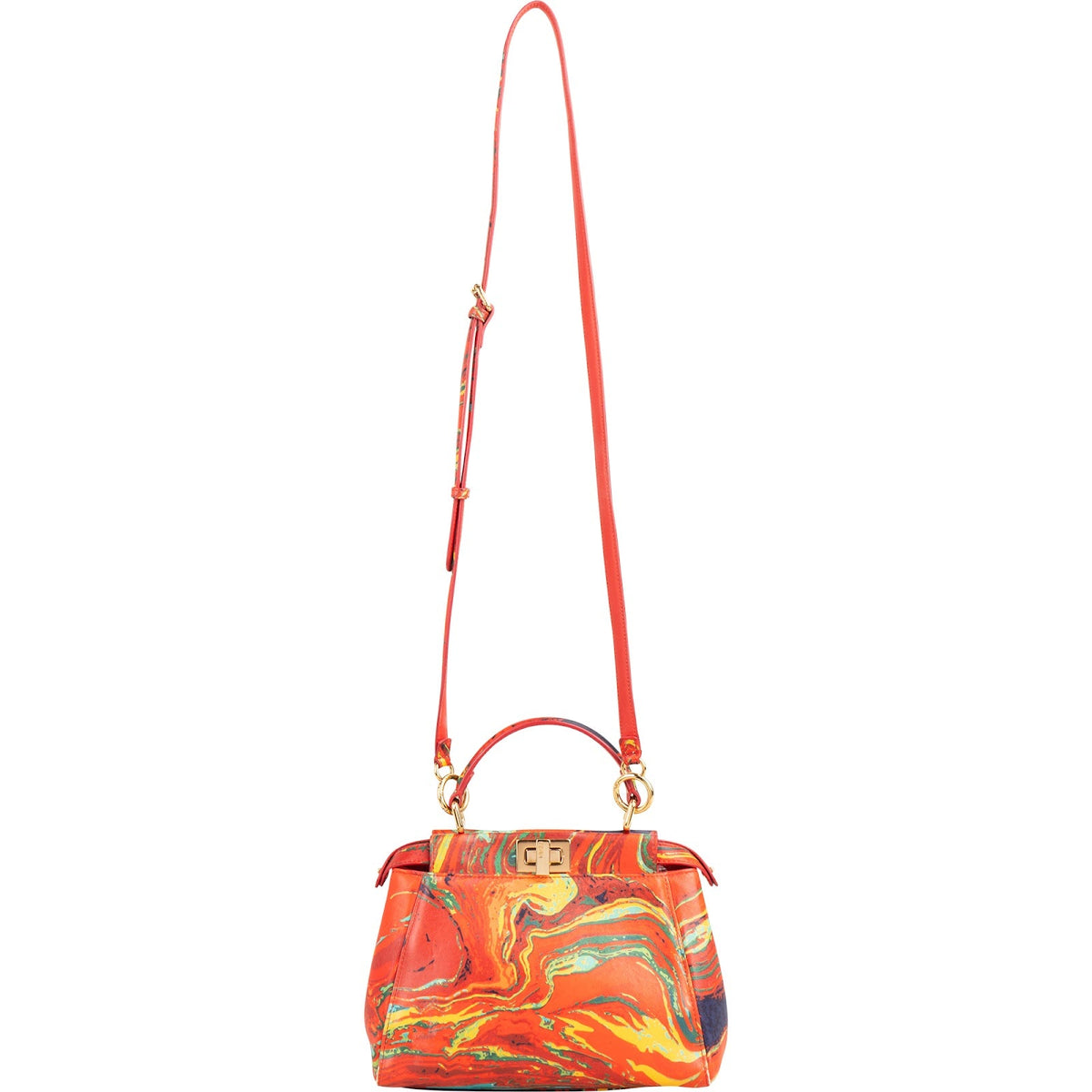 Bolso de mano Peekaboo Mini de Fendi con estampado de remolinos multicolor