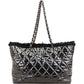 Chanel Patent Leather Fringed CC Large Shopping Tote Shoulder Bag