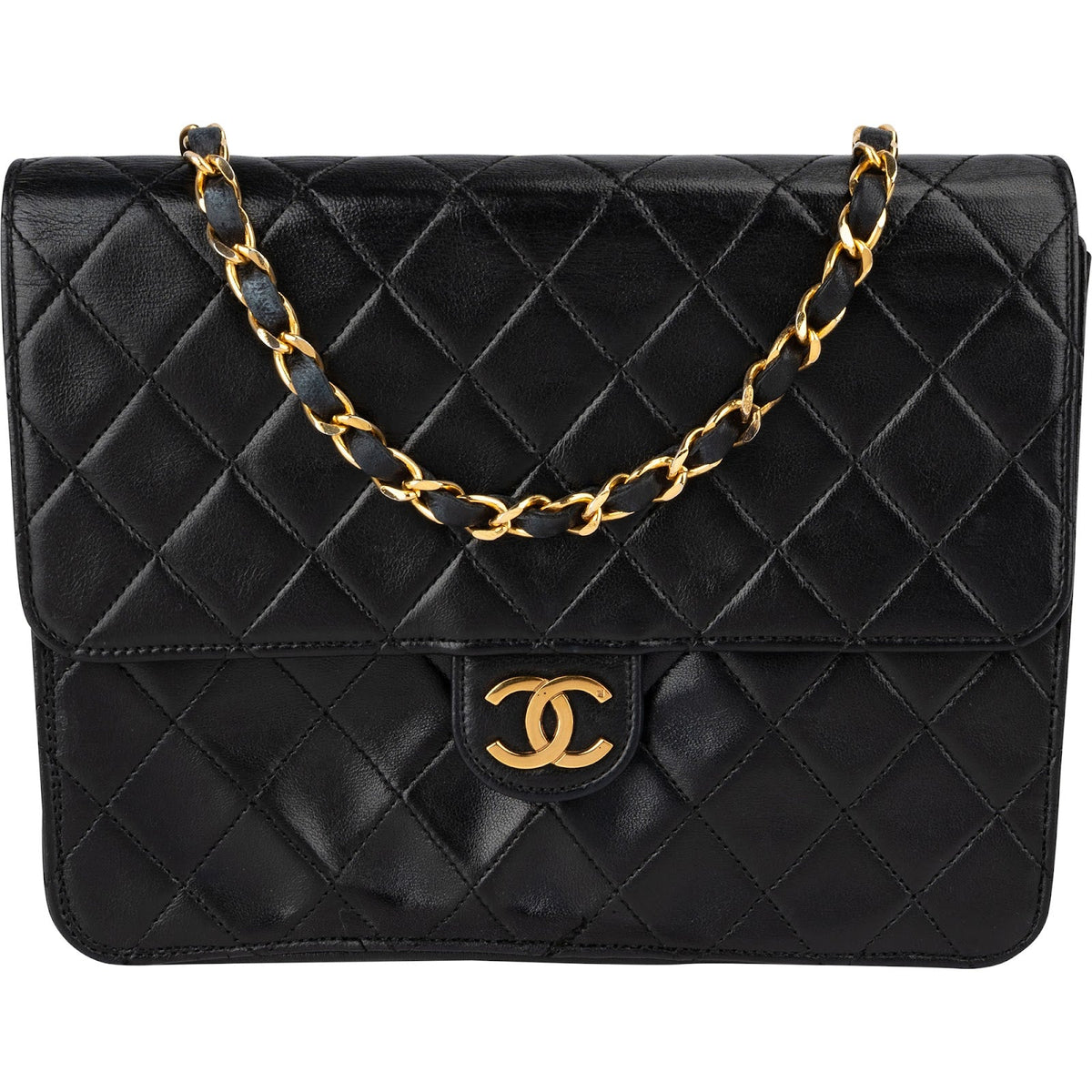 Chanel 24K Gold Single Flap aus Lammleder – Vorderansicht