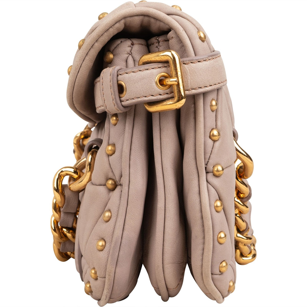 Miu Miu gewatteerde Nappa lederen met studs Turnlock schoudertas