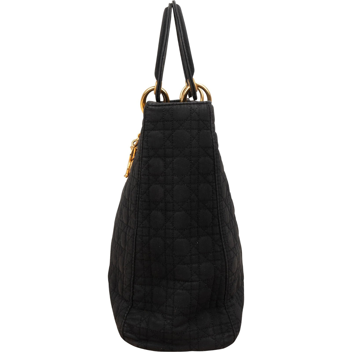 Bolso de mano grande Lady Dior de nailon acolchado con motivo Cannage de Christian Dior