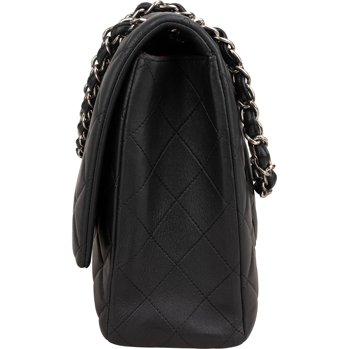 Borsa a tracolla Chanel Maxi Single Flap in pelle di agnello trapuntata con dettagli in palladio