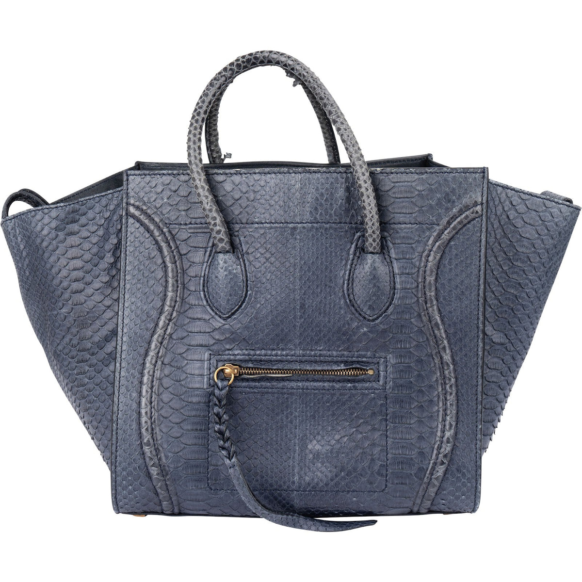 Celine Phantom aus blauem Pythonleder – Vorderansicht