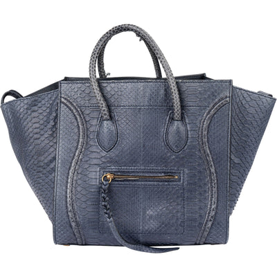 Celine Blue Python Leather Phantom Handbag