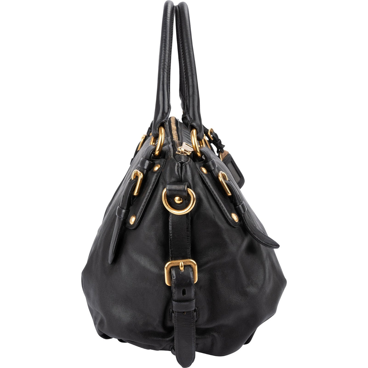 Prada Black Soft Calfskin Gaufre Tote Handbag