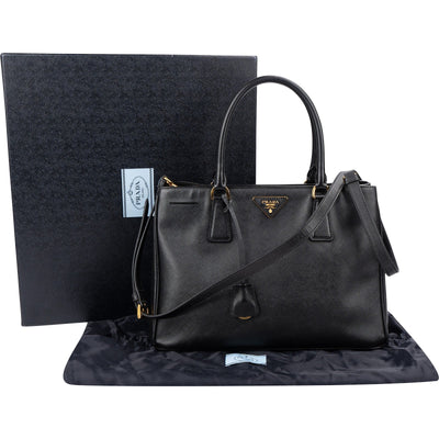Prada Black Saffiano Leather Galleria Handbag