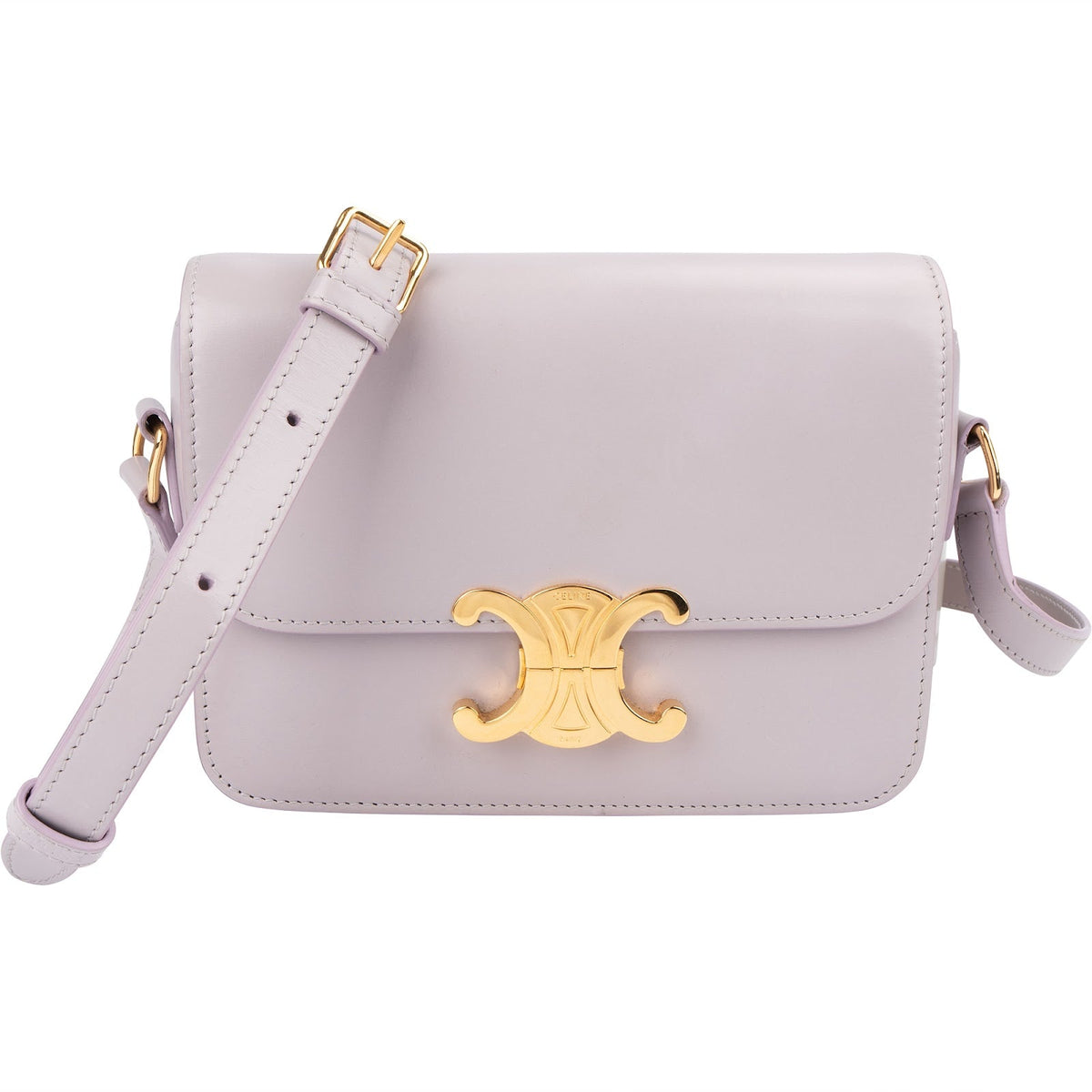 Celine Shiny Lilac Calfskin Teen Triomphe Crossbody Bag