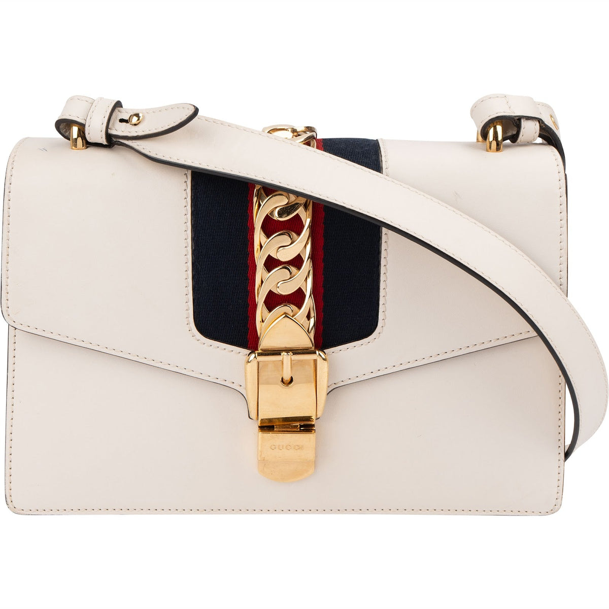 Borsa a spalla Gucci Sylvie in pelle bianca