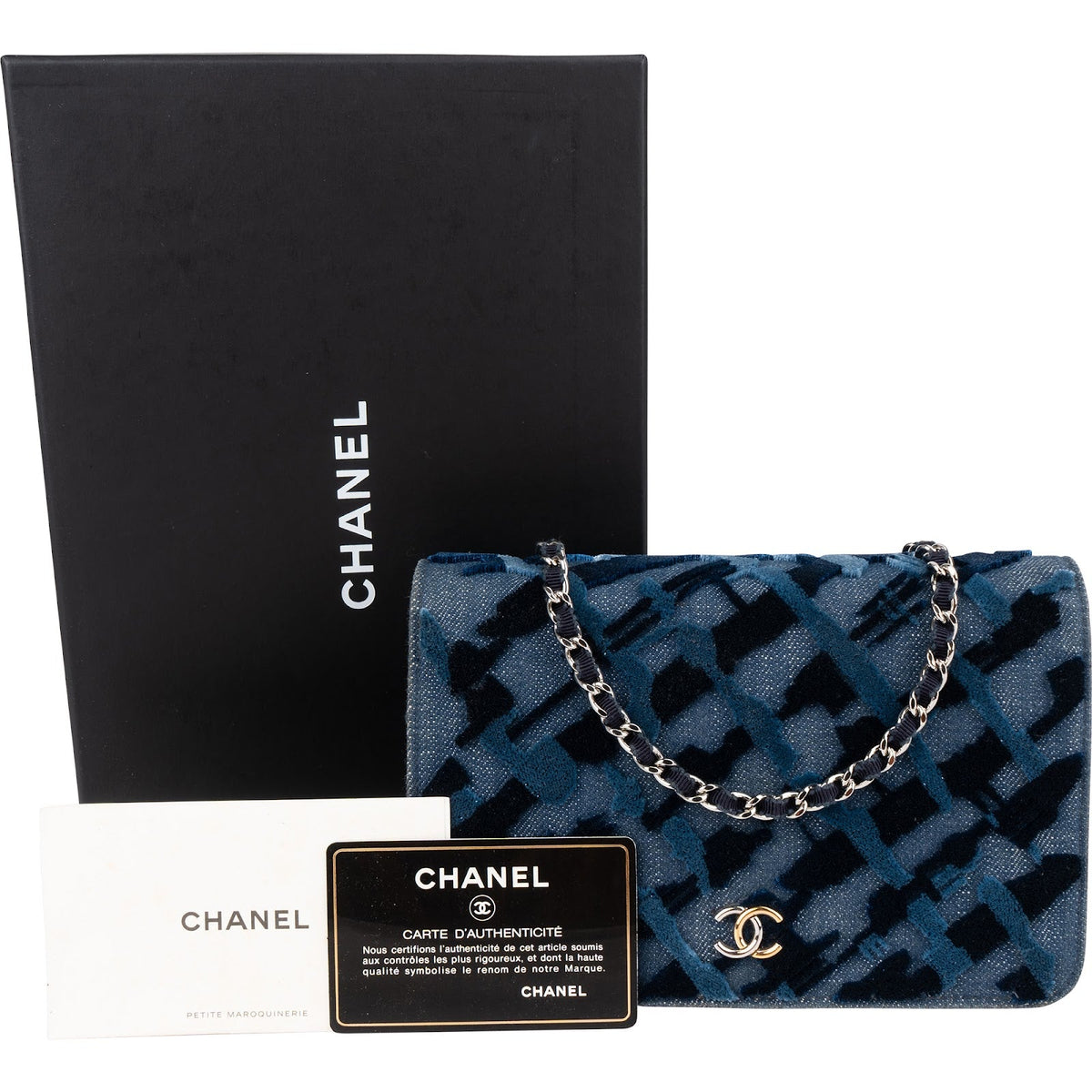 Chanel Denim Samt Graffiti Wallet on Chain, Bild 2 von 14