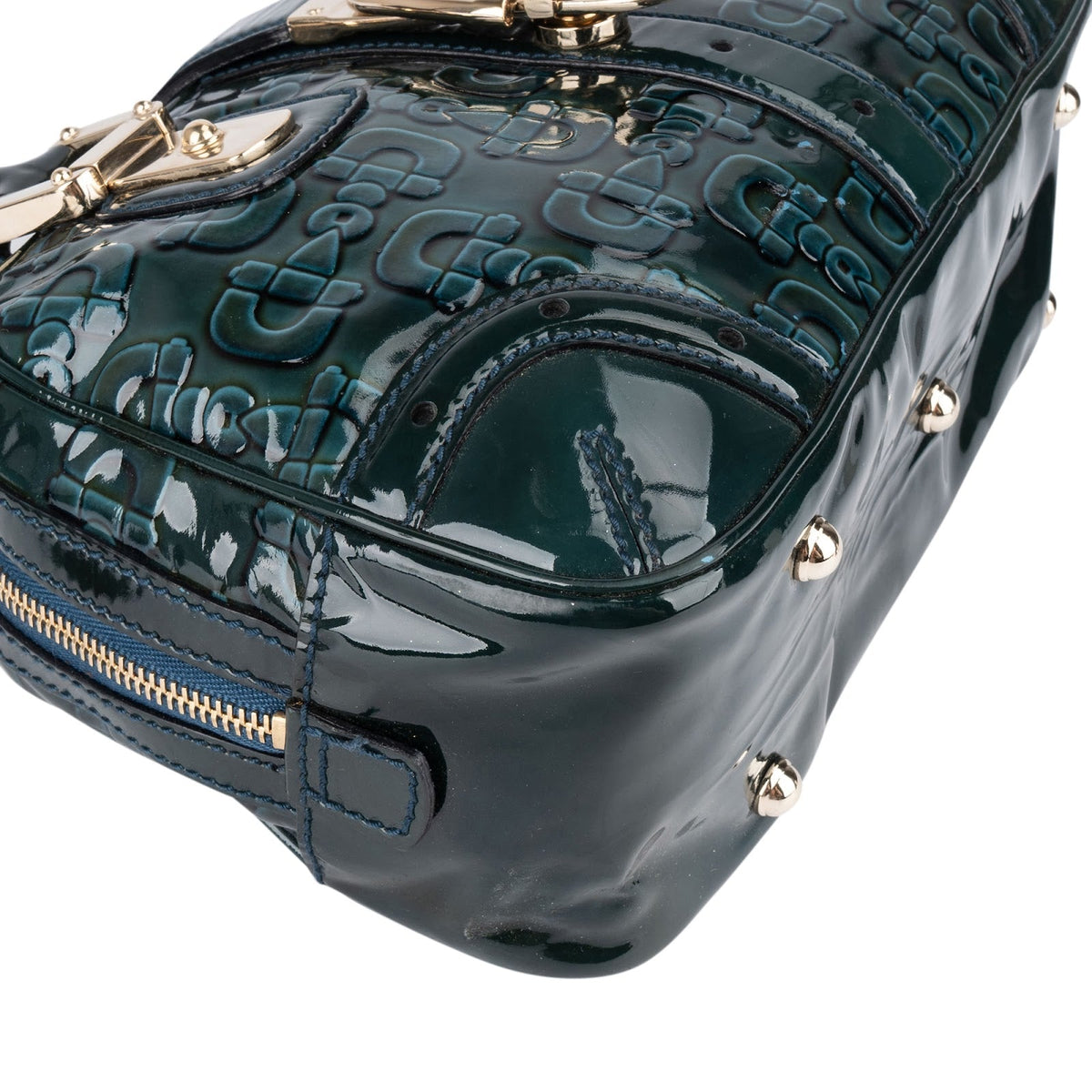 Gucci Monogram Lackleder Horsebit Boston Handtasche, Bild 8 von 11