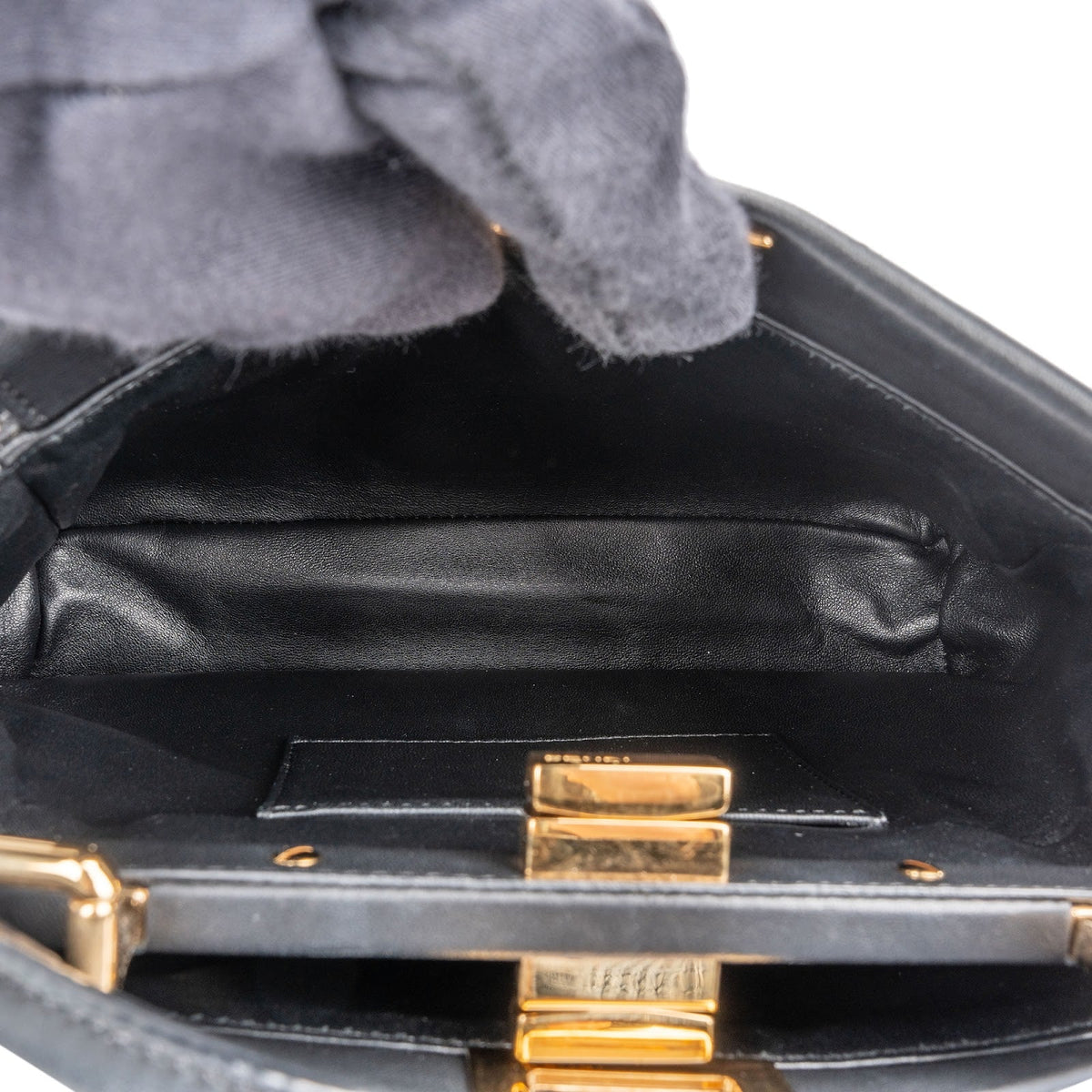 Fendi Black Leather Peekaboo Small Handbag