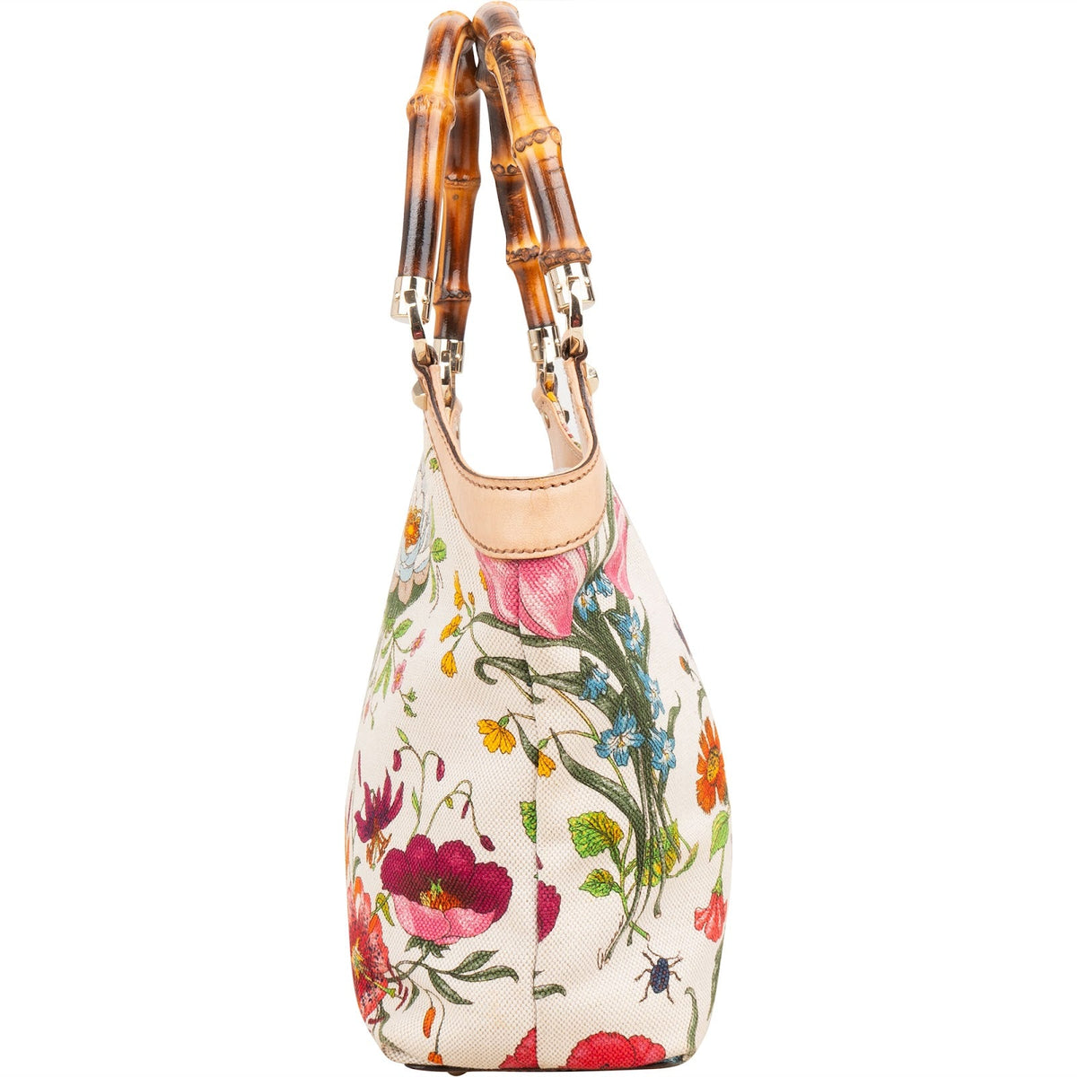 Gucci Floral Print Canvas Bamboo Handle Tote, Bild 5 von 12