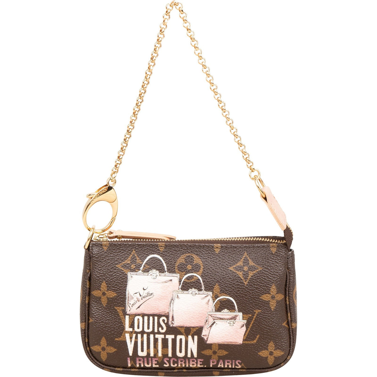 Borsa Mini Pochette Accessoires Louis Vuitton in tela Monogram Ilustre 1 Rue Scribe Paris