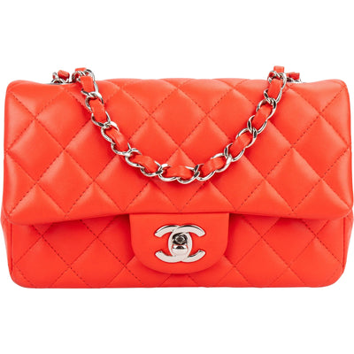 Chanel Quilted Lambskin Mini Rectangular Palladium Single Flap Crossbody Bag