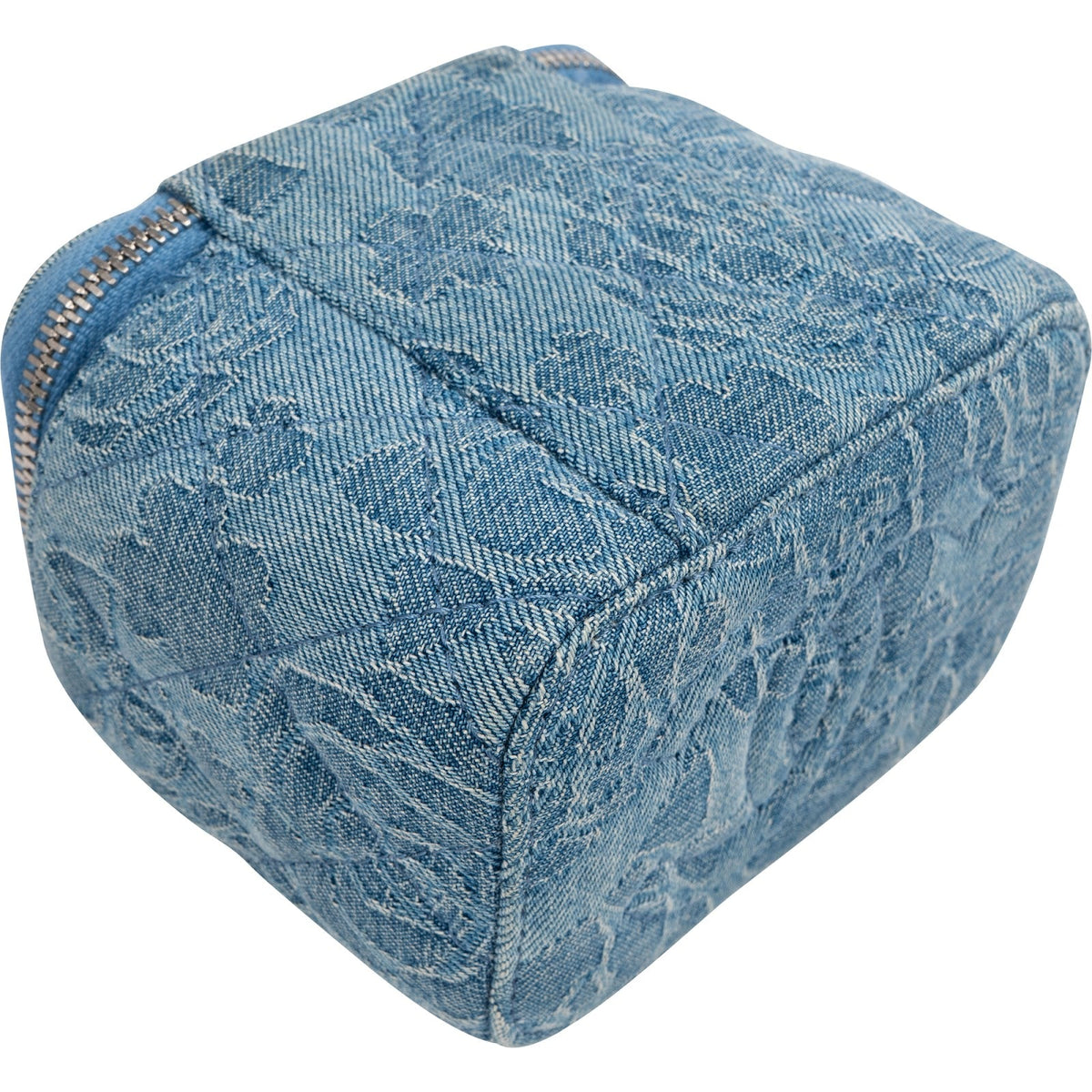 Sac bandoulière Chanel Camellia Monogram Adjustable Mini Vanity Case en denim matelassé