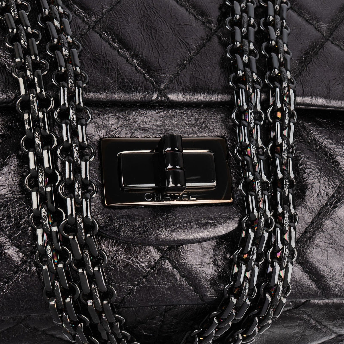 Chanel 2.55 So Black Jumbo Double Flap aus Aged-Kalbsleder – Ansicht 9