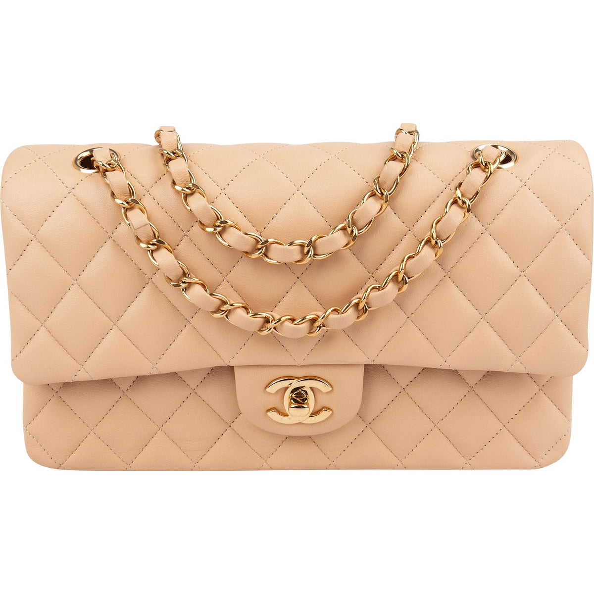 Chanel Medium Double Flap aus Lammleder – Vorderansicht