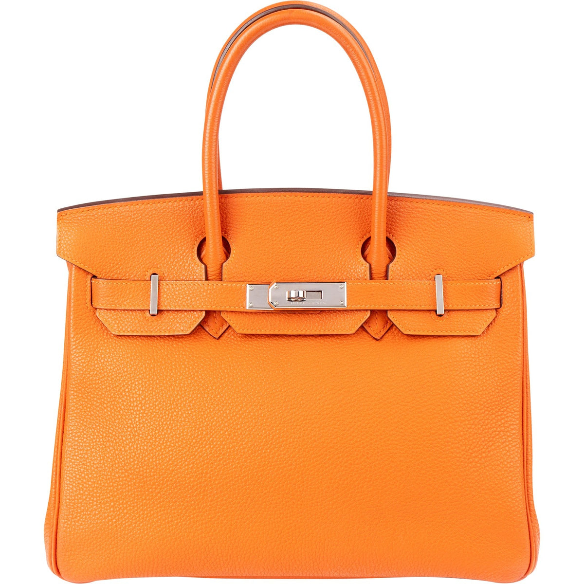 Hermès Orange H Taurillon Clemence Leather Palladium Birkin 30 Handbag