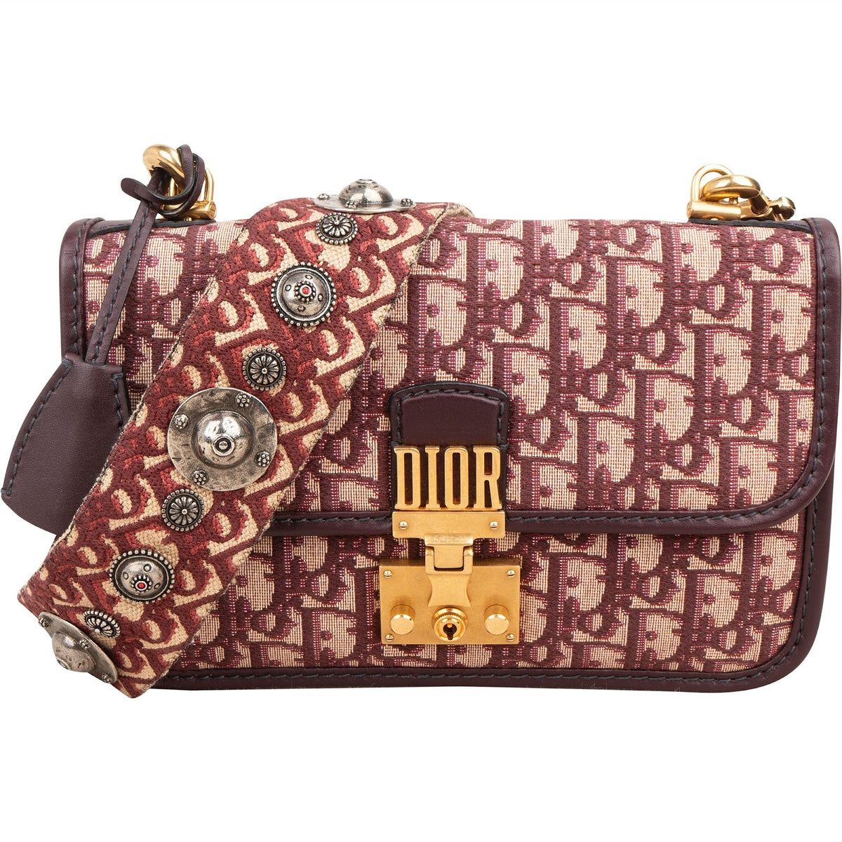 Borsa a tracolla Christian Dior Dioraddict Flap in tela Trotter Monogram
