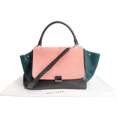 Borsa a mano Céline Trapeze in pelle tricolore e cavallino