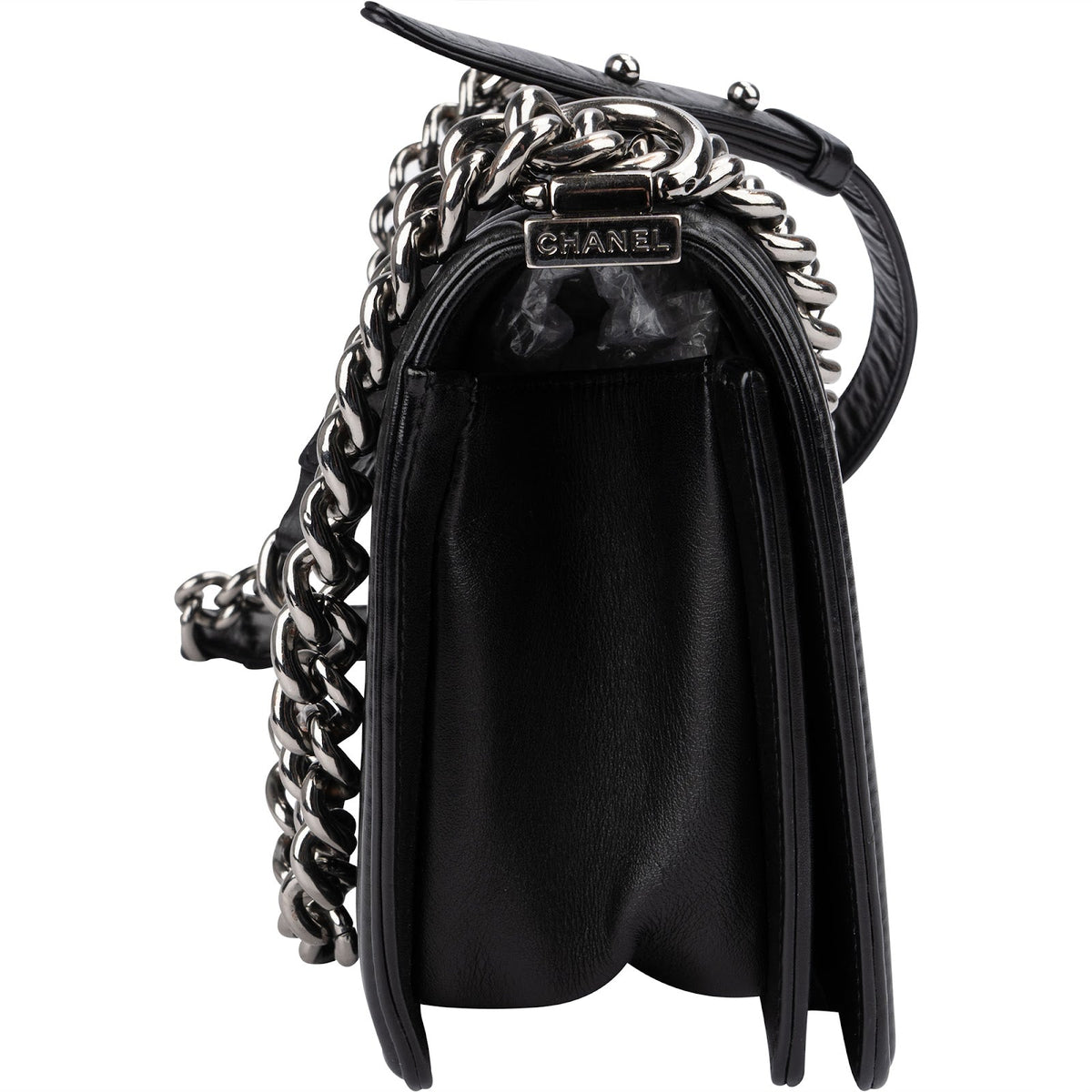 Chanel Chevron Calfskin Palladium Medium Boy Single Crossbody Bag