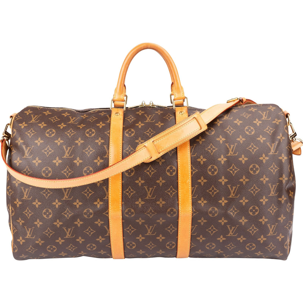 Borsa da viaggio Louis Vuitton Keepall 55 Bandoulière in tela Monogram