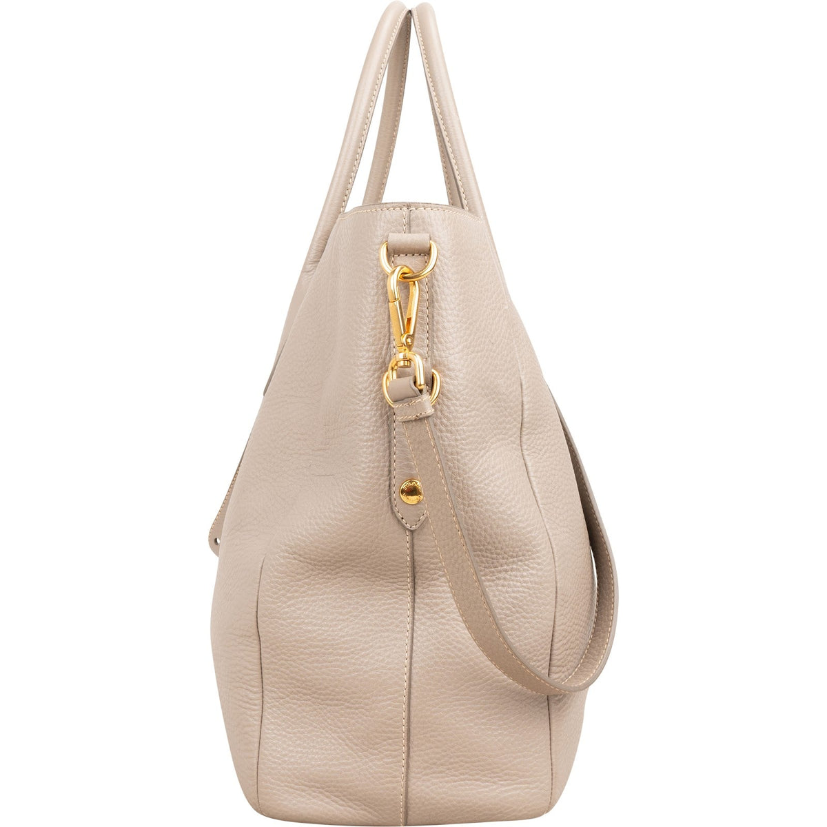 Grand sac à main cabas Prada en cuir Vitello Daino taupe