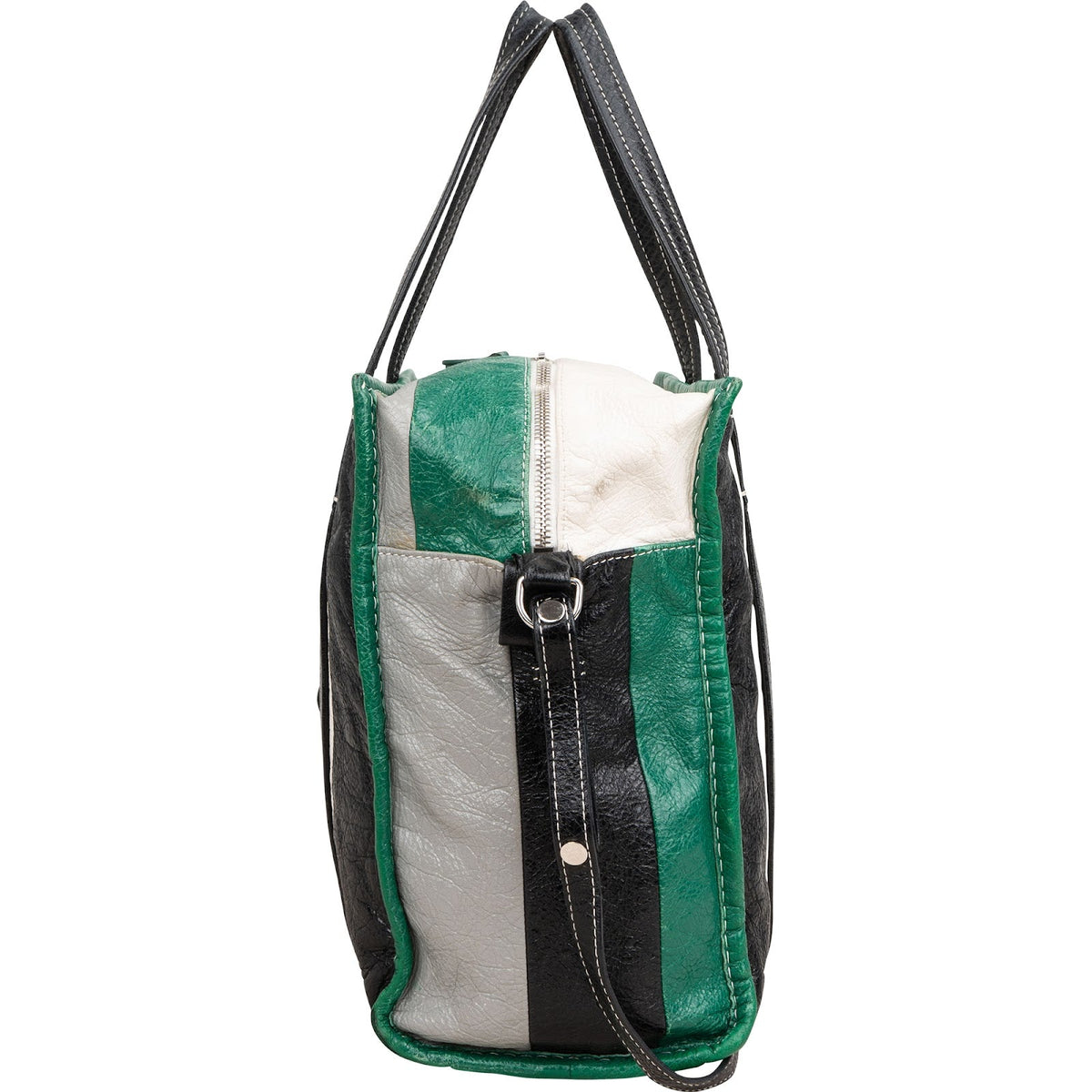 Balenciaga Bazar Small Tote aus dreifarbigem Kalbsleder – Ansicht 3